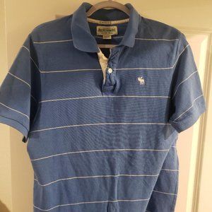 Large Abercrombie Muscle Blue stripe short sleeve polo